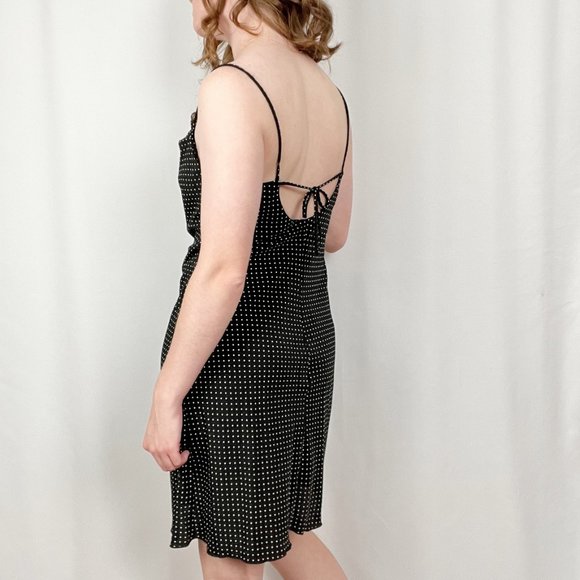 Vintage Draped Cowl Neck Slip Dress 90s Y2K Open Tie Back Summer Mini Lingerie - Picture 4 of 5